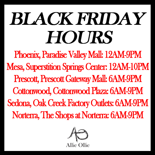 Allie Ollie Black Friday Hours for all 6 Boutique Locations