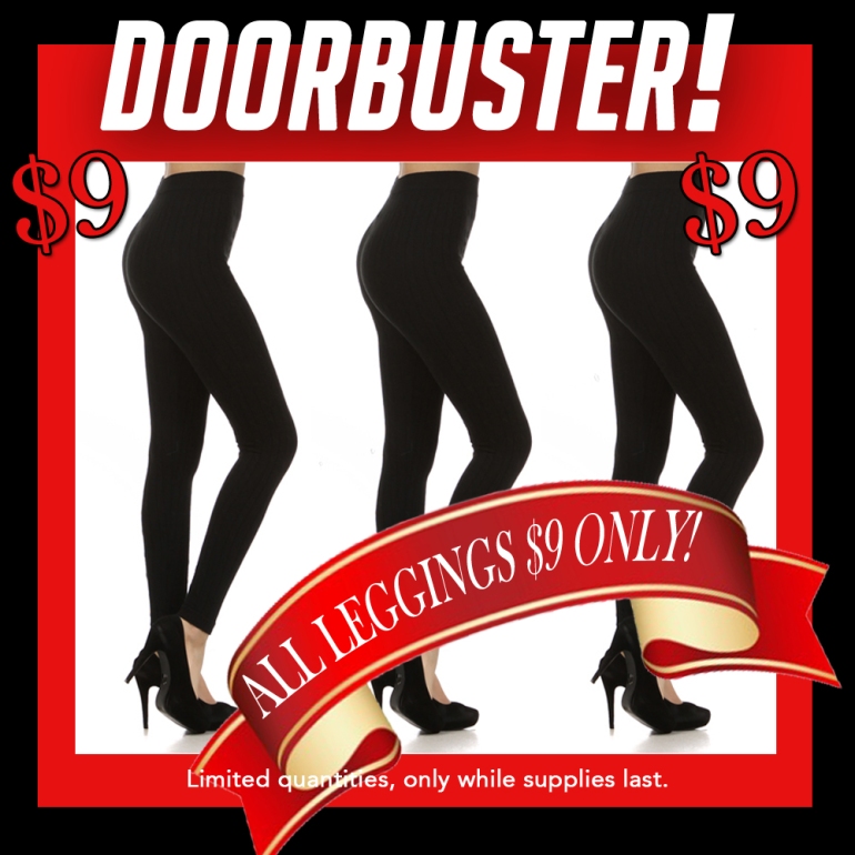 Doorbuster-$9 Leggings only at Allie Ollie on Black Friday