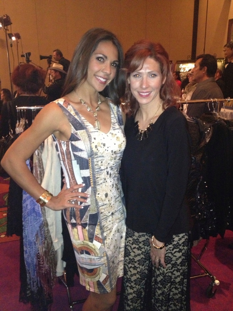 Mrs. New Mexico Pageant Winner Kat Hedden with Fashion Designer Allie Olson at Santa Fe Fashion Week