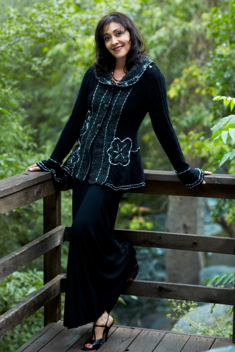 Steampunk sweater with black maxi dress from Allie Ollie