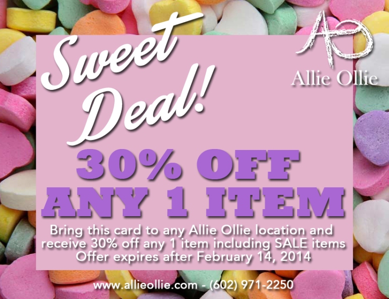 Allie Ollie Sweet Deal 30% off postcard
