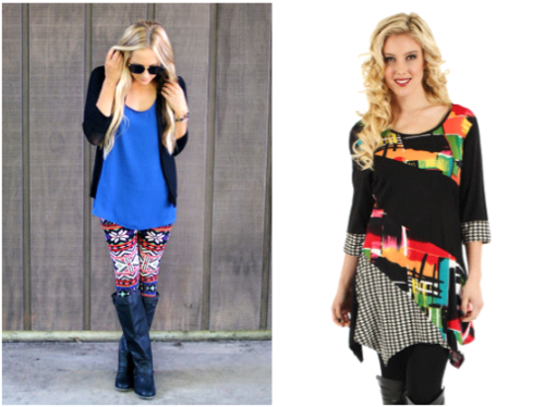 Pair print leggings with solids and vice versa with printed tunics. 